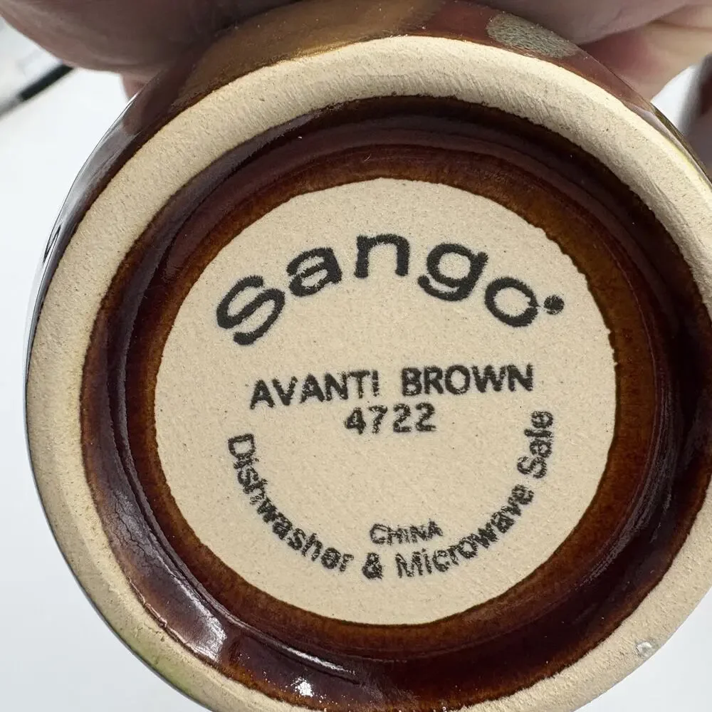 Sango Avanti Brown‎ 4722 Coffee Mugs Set of 4 Swirl Stripe 4